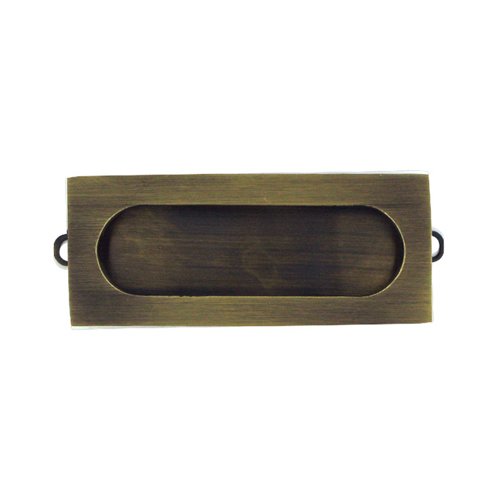 Solid Brass 3 1/8" x 15/16" Rectangle Flush Pull in Antique Brass