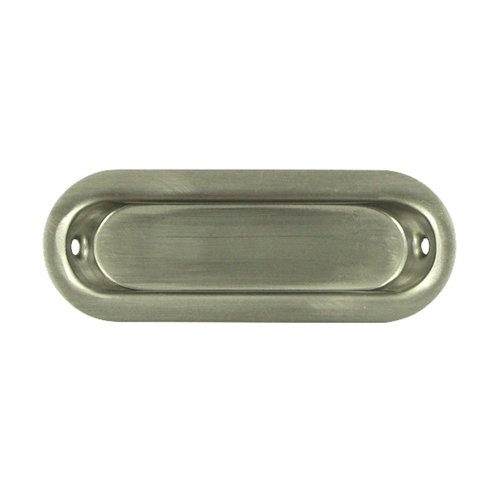 Solid Brass 3 1/2" x 1 1/4" Oblong Flush Pull in Brushed Nickel