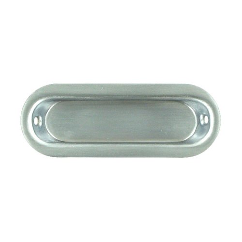 Solid Brass 3 1/2" x 1 1/4" Oblong Flush Pull in Brushed Chrome