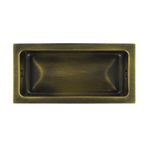 Solid Brass Large 3 5/8" x 1 3/4" Flush Pull in Antique Brass
