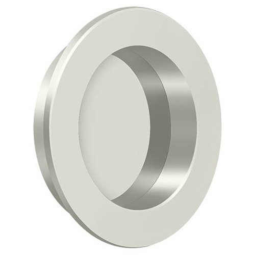 Solid Brass Round Flush Pull in Polished Nickel