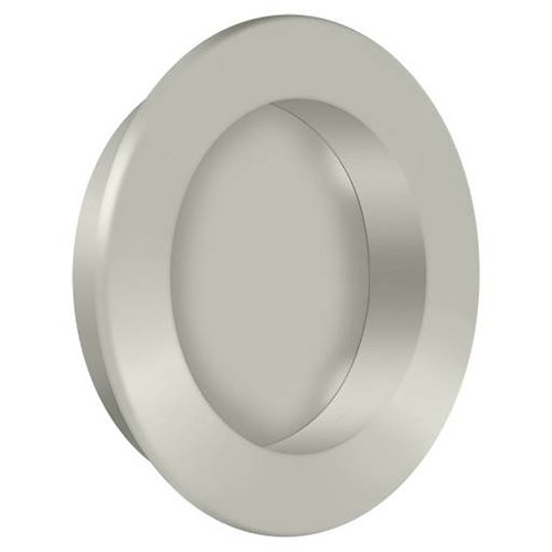 Solid Brass Round Flush Pull in Brushed Nickel