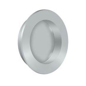 Solid Brass Round Flush Pull in Brushed Chrome