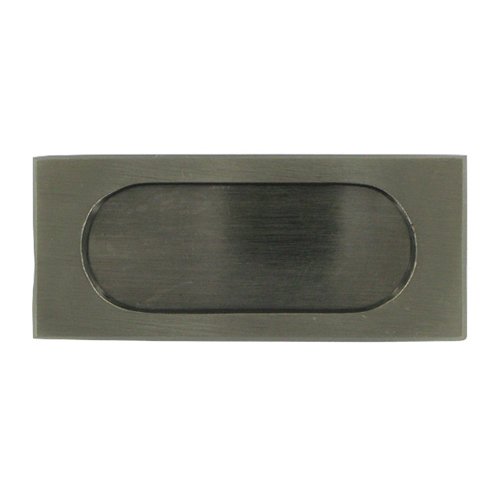 Solid Brass Large 4" x 1 3/4" Flush Pull in Antique Nickel