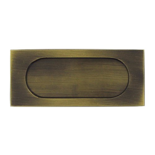 Solid Brass Large 4" x 1 3/4" Flush Pull in Antique Brass