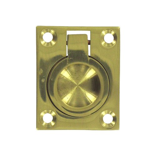 Solid Brass 1 3/4" x 1 3/8" Flush Ring Pull in Polished Brass