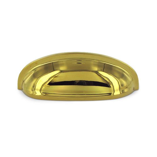 Solid Brass 3" Centers Elongated Shell Cup Pull in PVD Brass