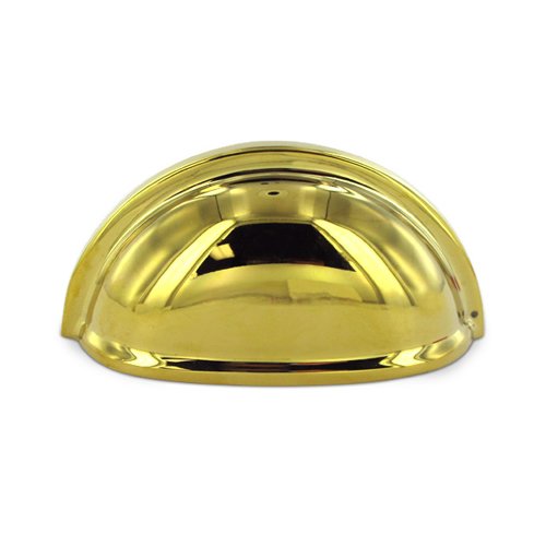 Solid Brass 3" Centers Oval Shell Cup Pull in PVD Brass