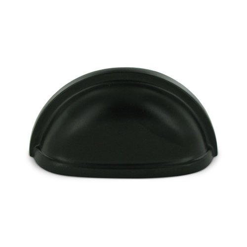 Solid Brass 3" Centers Oval Shell Cup Pull in Paint Black