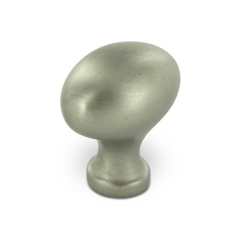 Solid Brass 1 1/4" Oval Egg Knob in Brushed Nickel