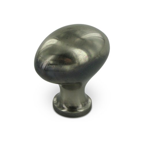 Solid Brass 1 1/4" Oval Egg Knob in Antique Nickel