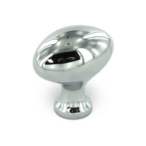 Solid Brass 1 1/4" Oval Egg Knob in Polished Chrome