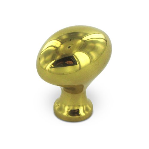 Solid Brass 1 1/4" Oval Egg Knob in Polished Brass
