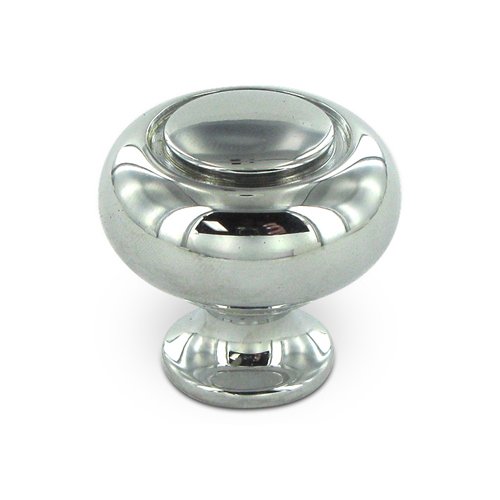 Solid Brass 1 1/4" Diameter Round Groove Knob in Polished Chrome