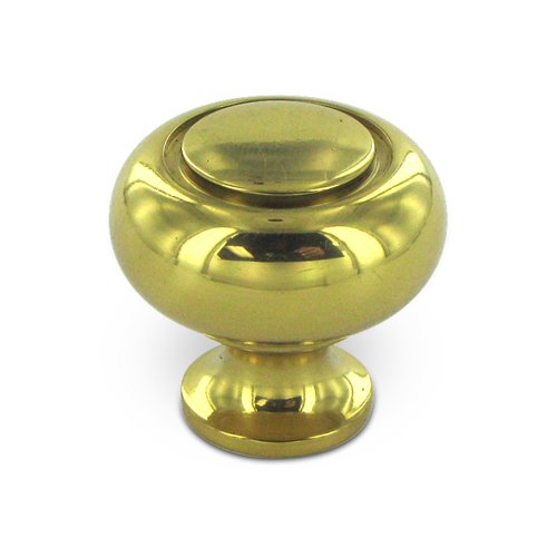 Solid Brass 1 1/4" Diameter Round Groove Knob in Polished Brass