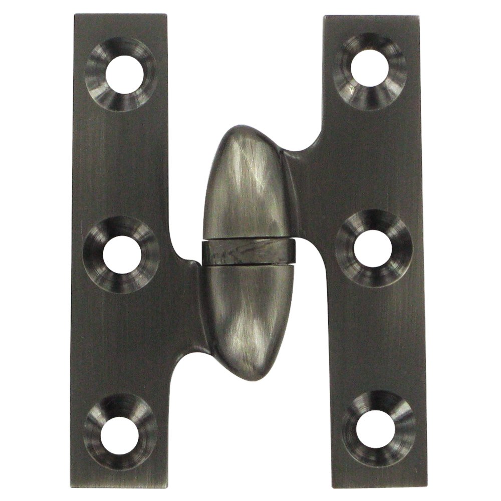 Solid Brass 2" x 1 1/2" Left Handed Olive Knuckle Hinge (Sold Individually) in Antique Nickel