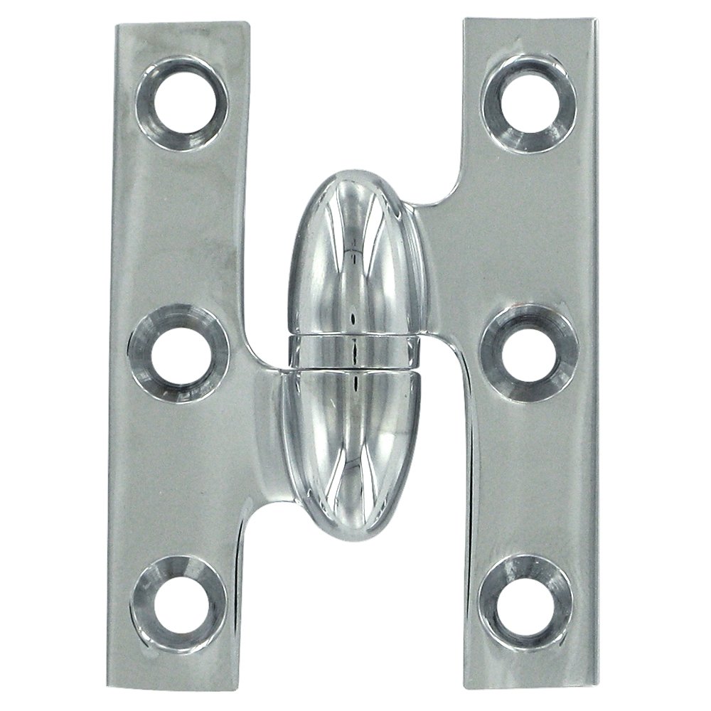 Solid Brass 2" x 1 1/2" Left Handed Olive Knuckle Hinge (Sold Individually) in Polished Chrome