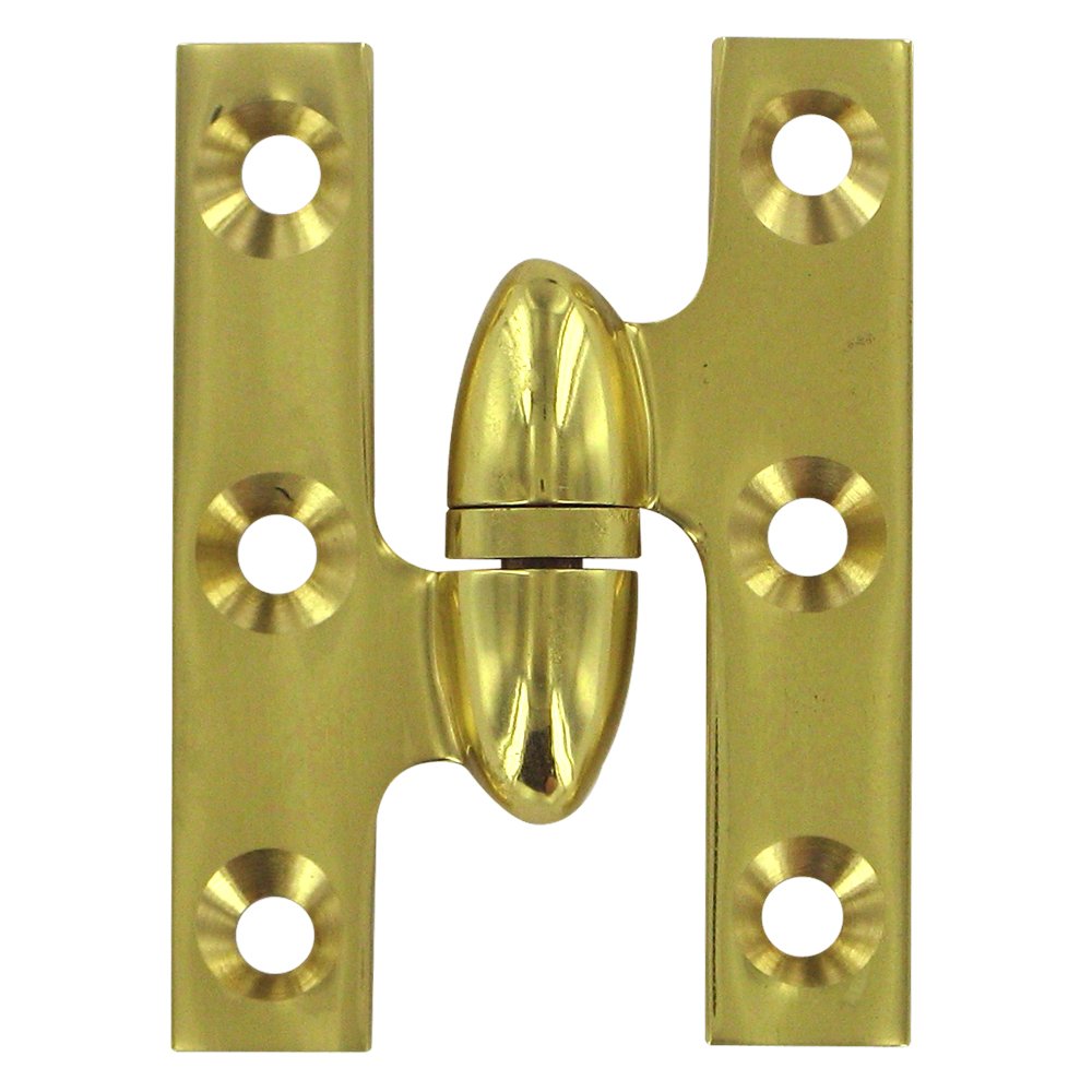 Solid Brass 2" x 1 1/2" Left Handed Olive Knuckle Hinge (Sold Individually) in Polished Brass