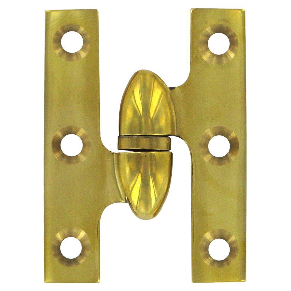 Solid Brass 2" x 1 1/2" Left Handed Olive Knuckle Hinge (Sold Individually) in Polished Brass Unlacquered