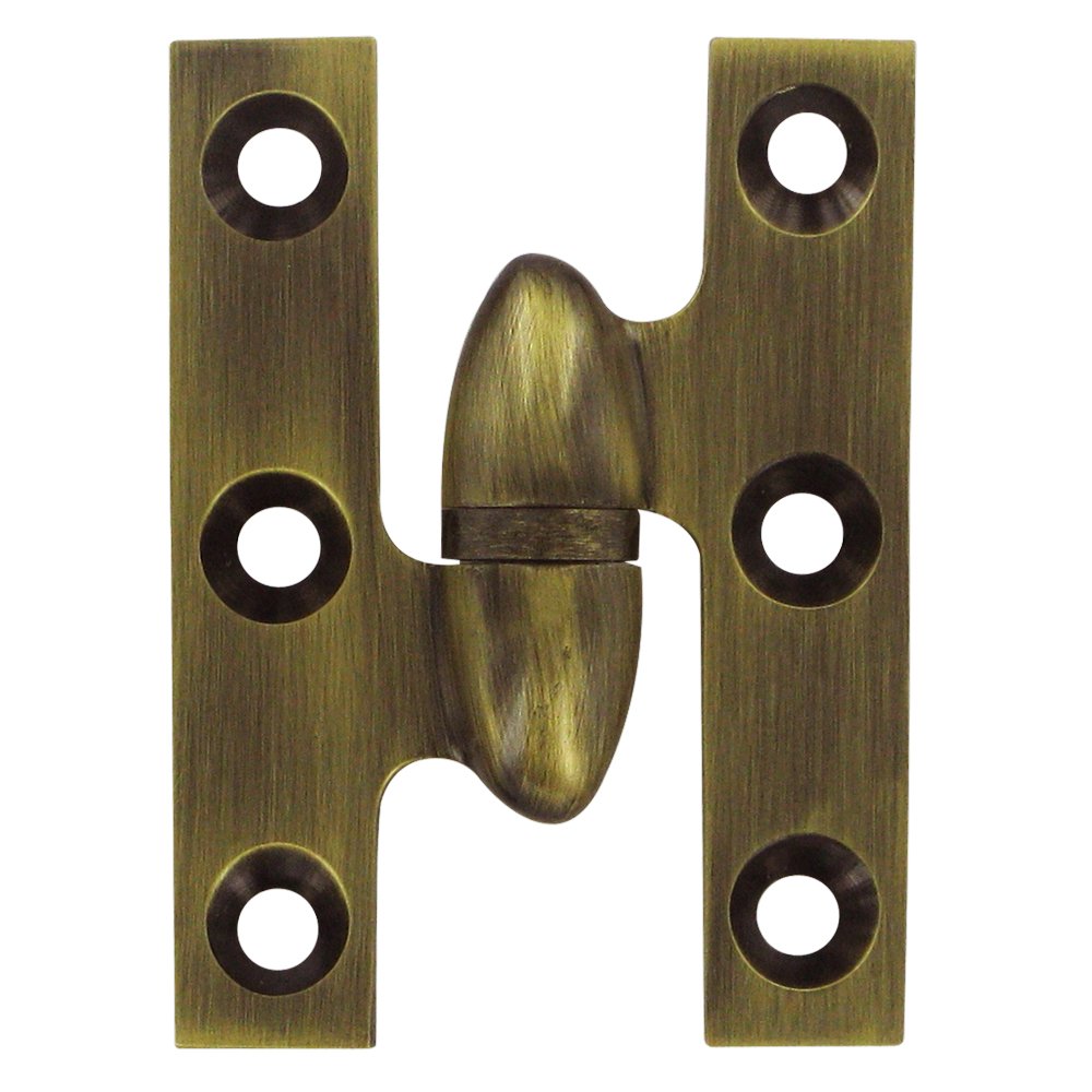 Solid Brass 2" x 1 1/2" Left Handed Olive Knuckle Hinge (Sold Individually) in Antique Brass