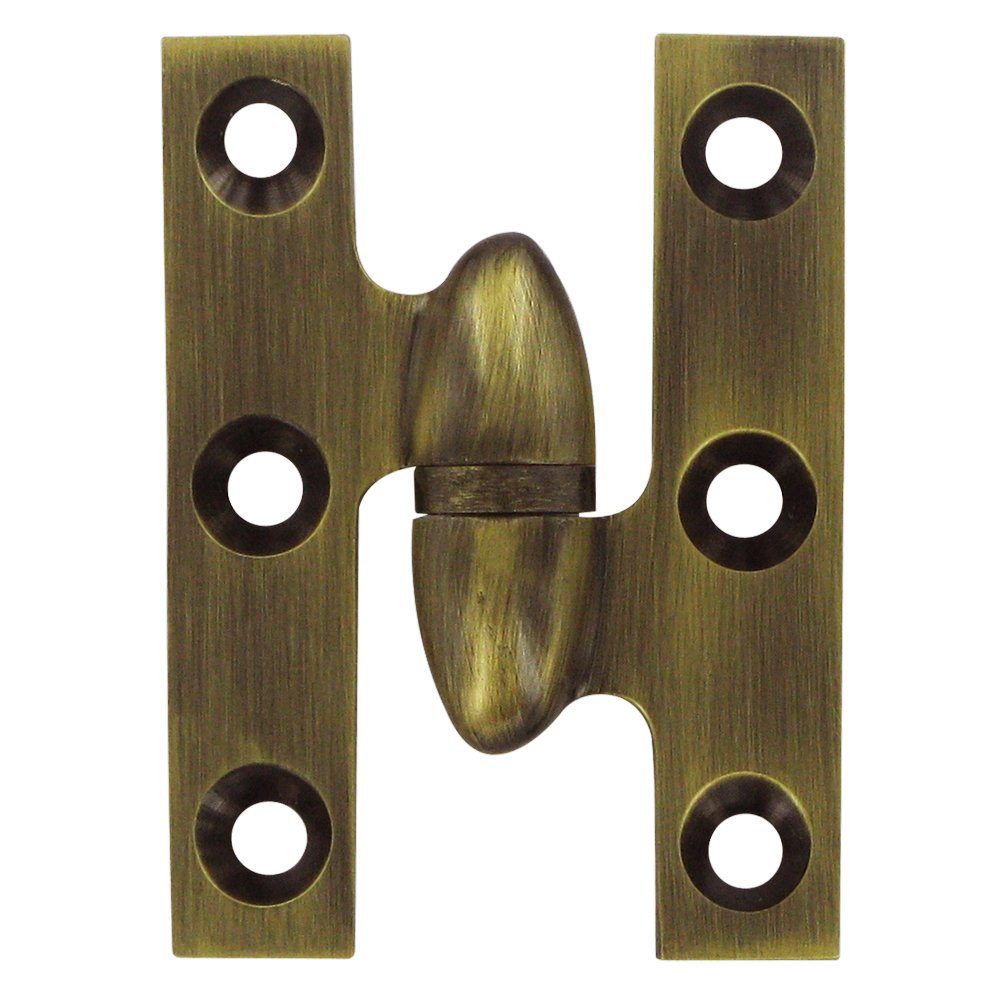 Solid Brass 2" x 1 1/2" Right Handed Olive Knuckle Hinge (Sold Individually) in Antique Brass
