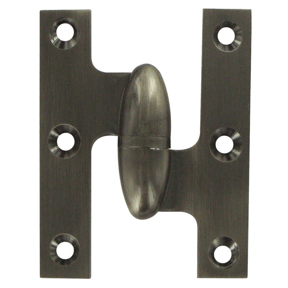 Solid Brass 2 1/2" x 2" Right Handed Olive Knuckle Hinge (Sold Individually) in Antique Nickel
