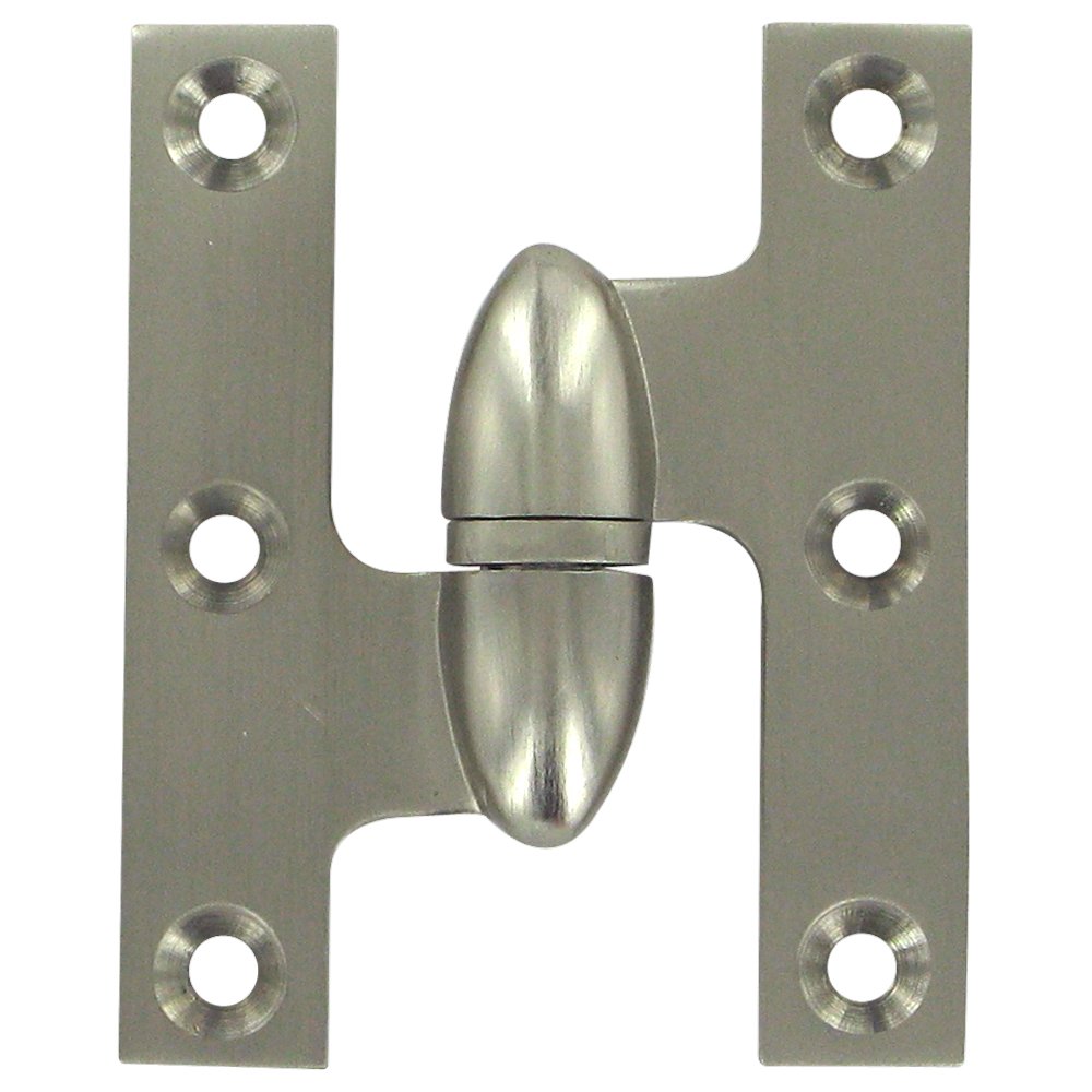 Solid Brass 2 1/2" x 2" Left Handed Olive Knuckle Hinge (Sold Individually) in Brushed Nickel