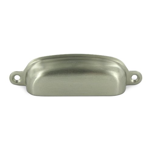 Solid Brass 3 5/8" Centers Front Mounted Shell Cup Pull in Brushed Nickel