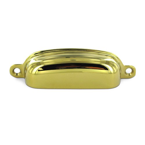Solid Brass 3 5/8" Centers Front Mounted Shell Cup Pull in Polished Brass