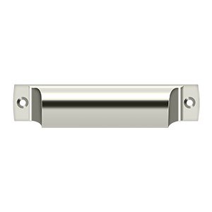 Solid Brass 4" Centers Front Mounted Shell Cup Pull in Polished Nickel