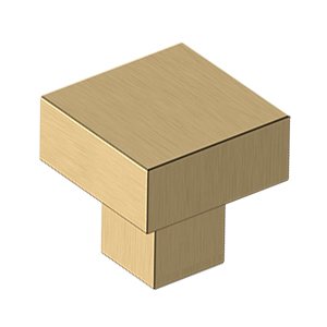 1 1/4" Modern Square Knob in Brushed Brass