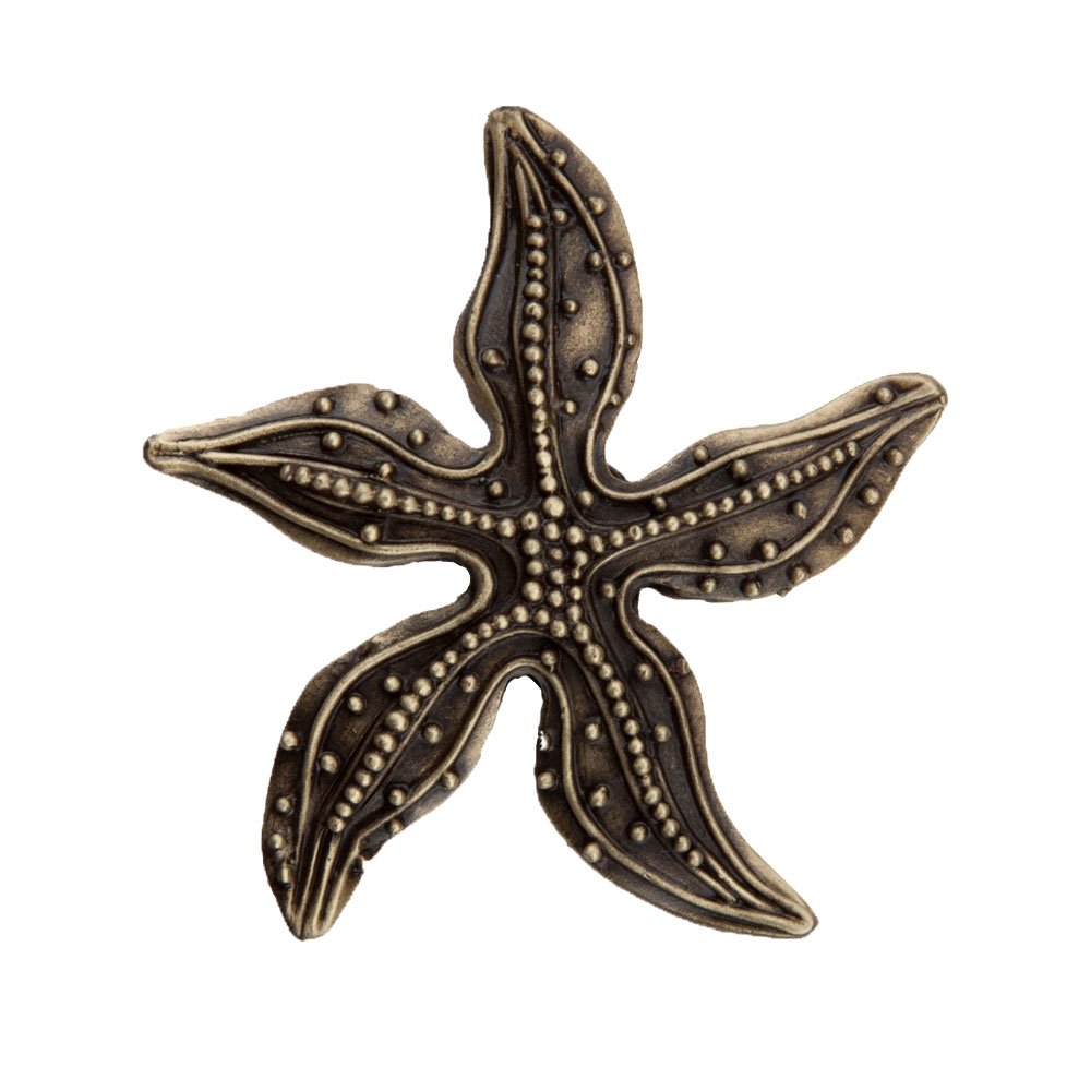 1 7/8" Beaded Starfish Knob in Antique Brass