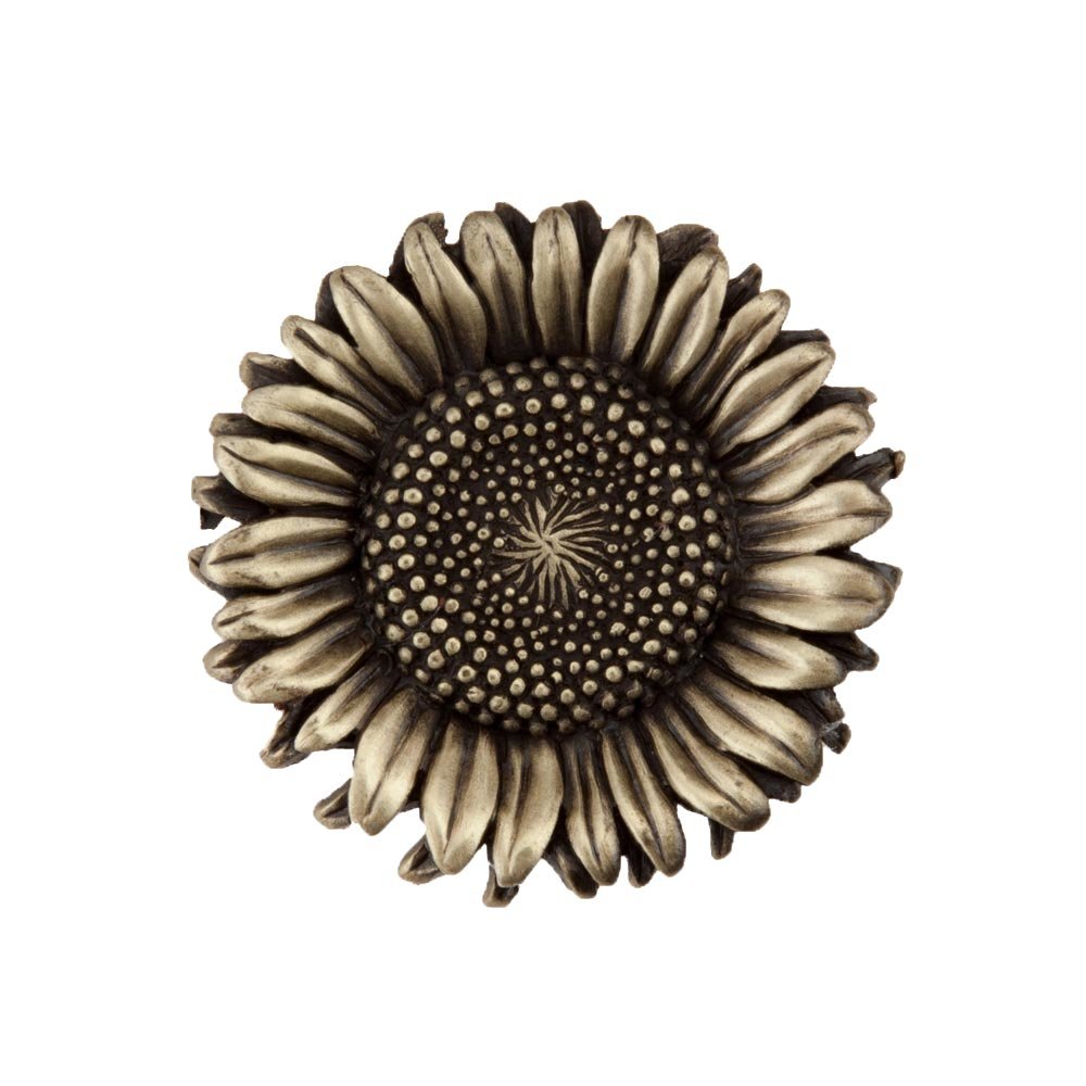 1 3/8" Sunflower Knob in Antique Brass