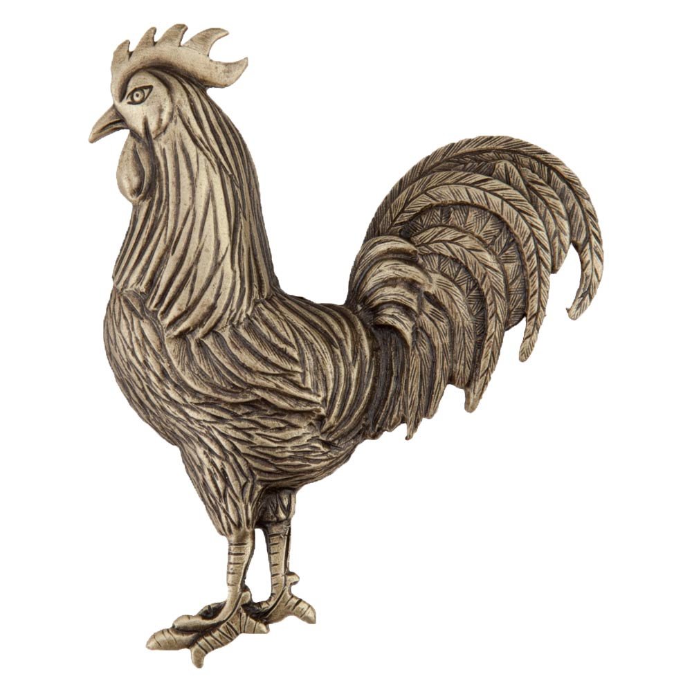 2 1/8" Rooster Knob in Antique Brass