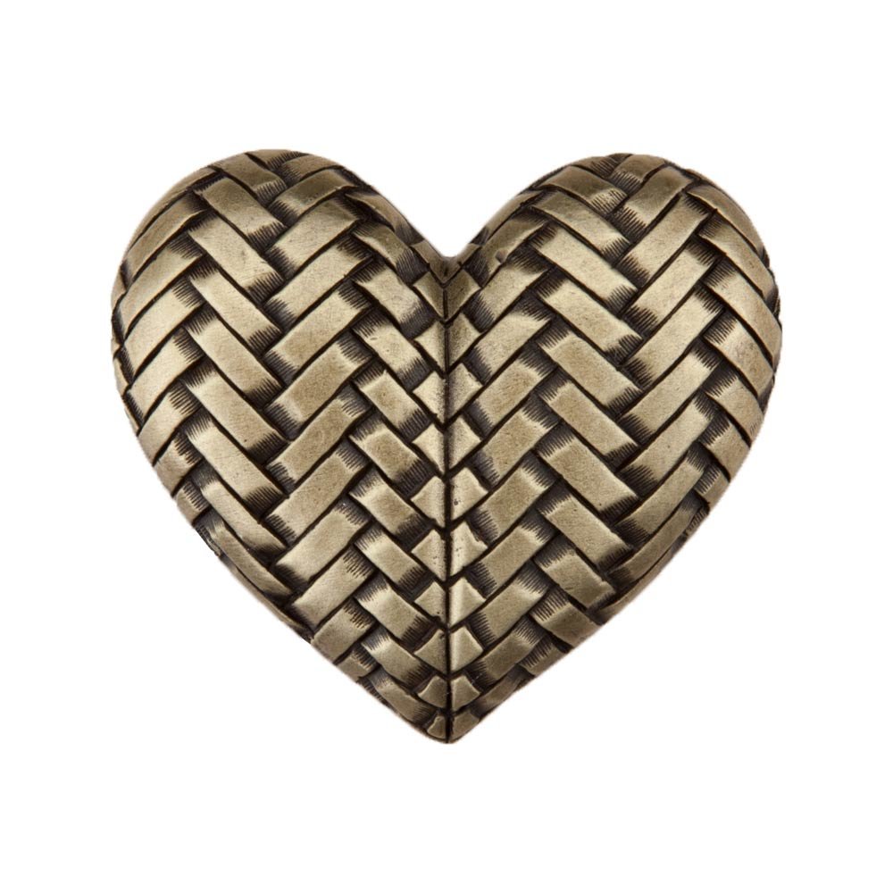 1 3/4" Woven Heart Knob in Antique Brass