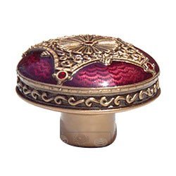 1 3/8"  English Garden Knob With Siam Crystal In Museum Gold 