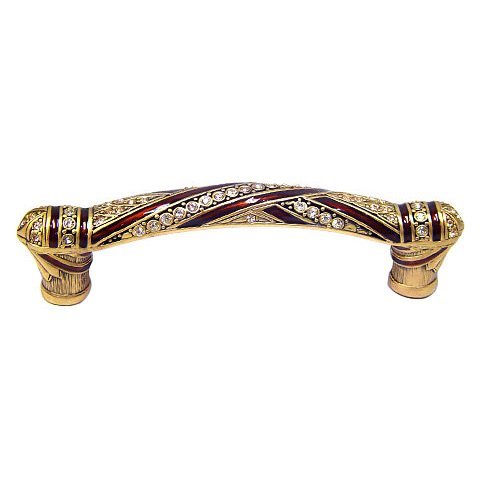 3 1/2" (89mm) Fairfax Pull with Topaz Burnt Peach and Silk Swarovski Crystal in Museum Gold