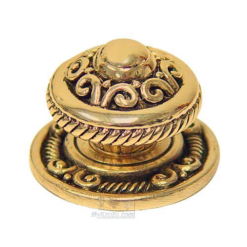 1 3/8" (35mm) Americana Knob with Matching Back Plate in Museum Gold