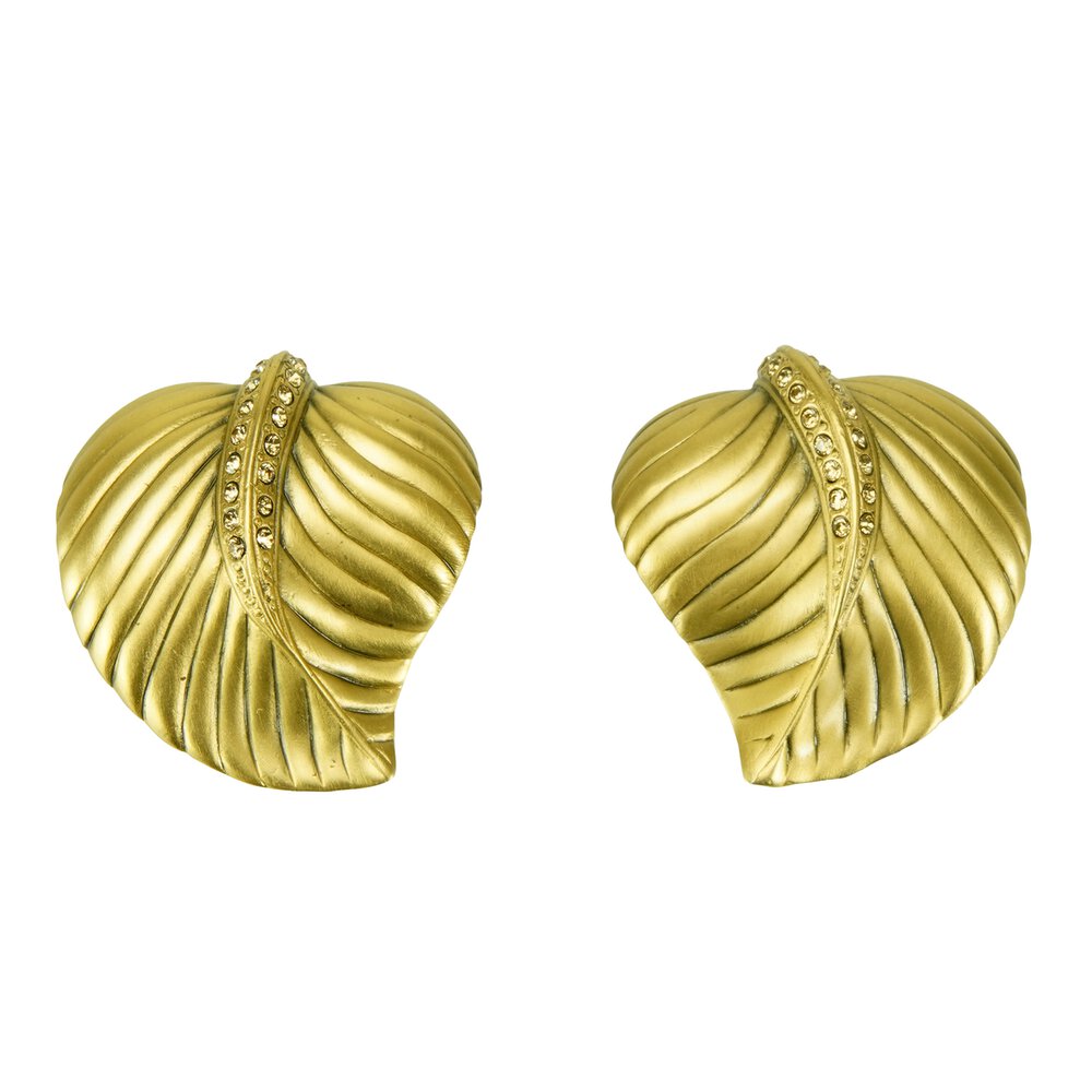 Leaf Knob (Right and Left Pair) in Florentine Gold with with Light Colorado Topaz Swarovski
