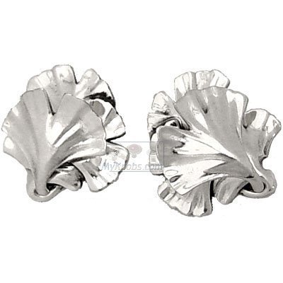 Arts and Craft Ginkgo Knob Right and Left Pair in Burnish Silver