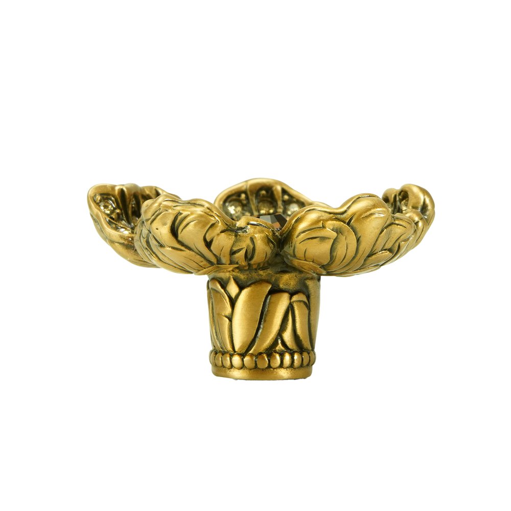 Knob with Light Colorado and Light Smoke Swarovski Crystal in Museum Gold