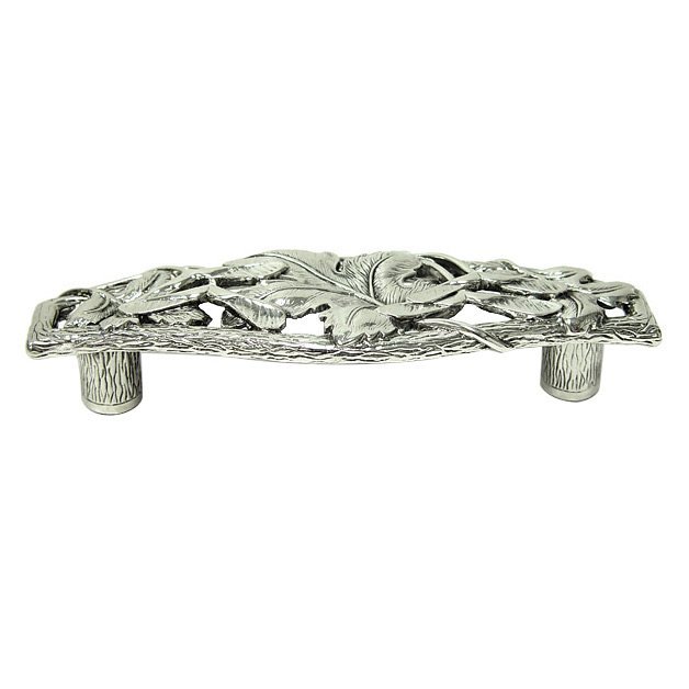 3 1/2" (89mm) Arts and Craft Oak Park Pull in Burnish Silver