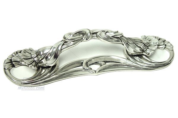 3 1/2" (89mm) Arts and Craft Ginkgo Pull with Back Plate in Burnish Silver