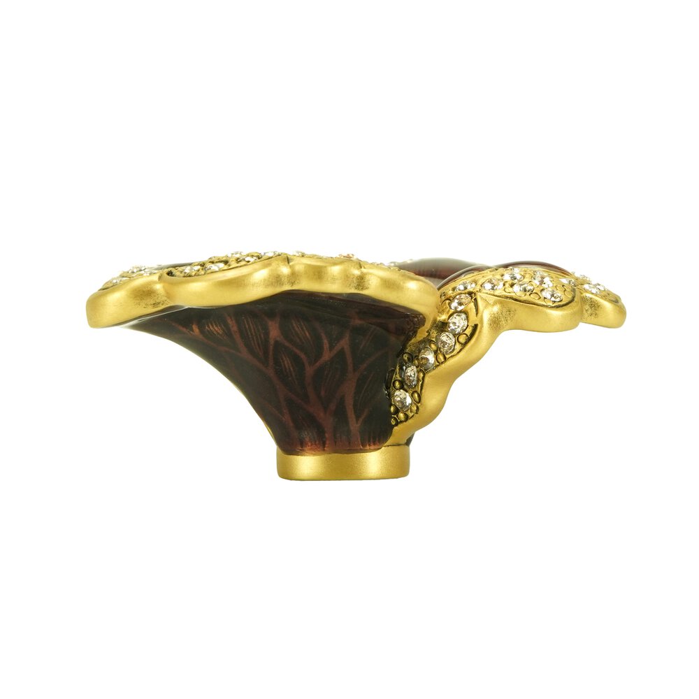 2 1/8" (54mm) Chartres Knob Red Mahogany with Light Peach and Silk Swarovski Crystal in Museum Gold