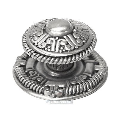 Knob with Matching Back Plate in Burnish Silver
