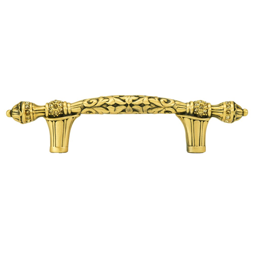 3" Centers Belleview Handle in Museum Gold with with Light Smoke & Topaz Swarovskis