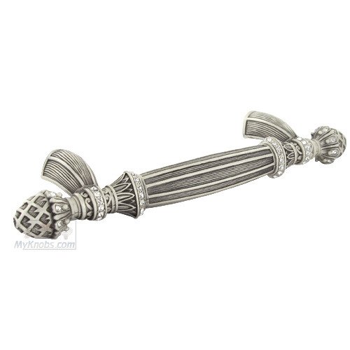 3 1/2" Centers Thames Handle in Matte Silver with with Clear Swarovski