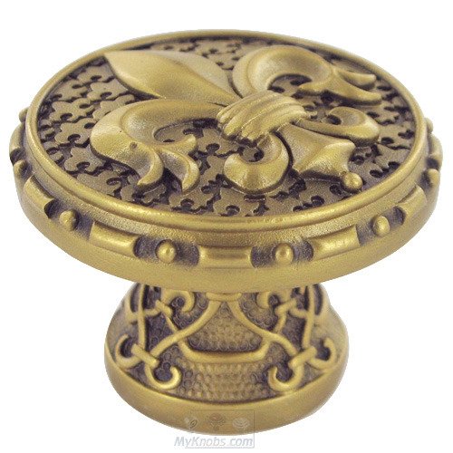 1 5/16" Diameter Fleur De Lis Knob in Florentine Gold