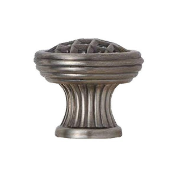 1 5/16" Diameter Knob With Clear Crystal in Antique Nickel