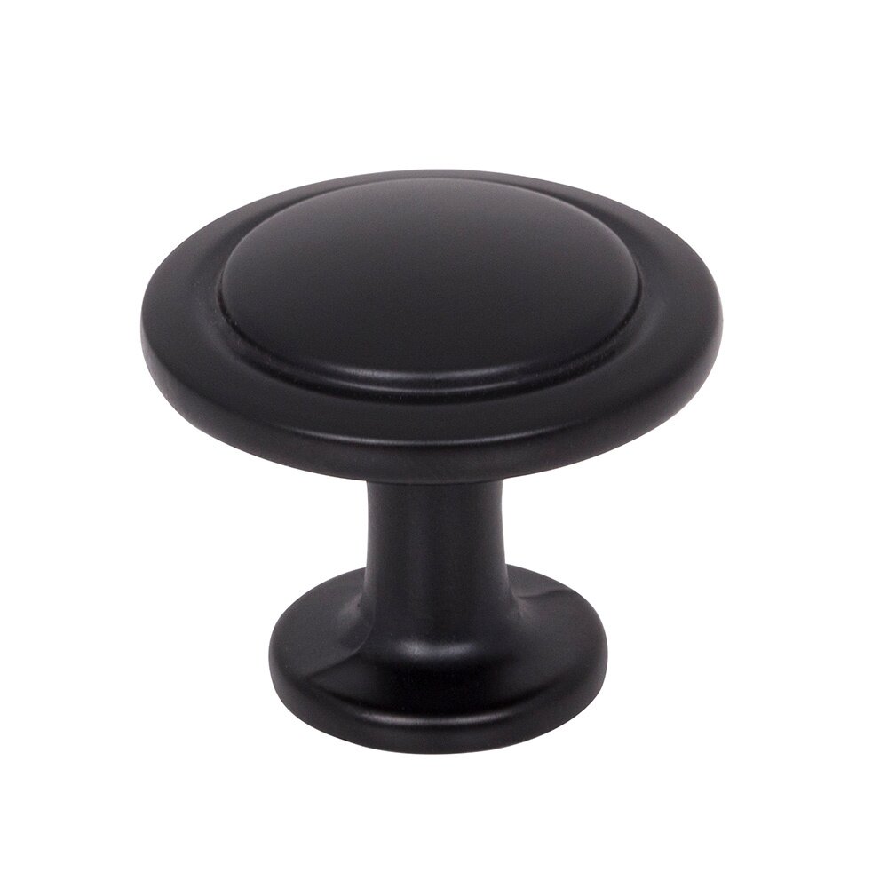 1-1/4" Diameter Round Button Gatsby Cabinet Knob in Matte Black